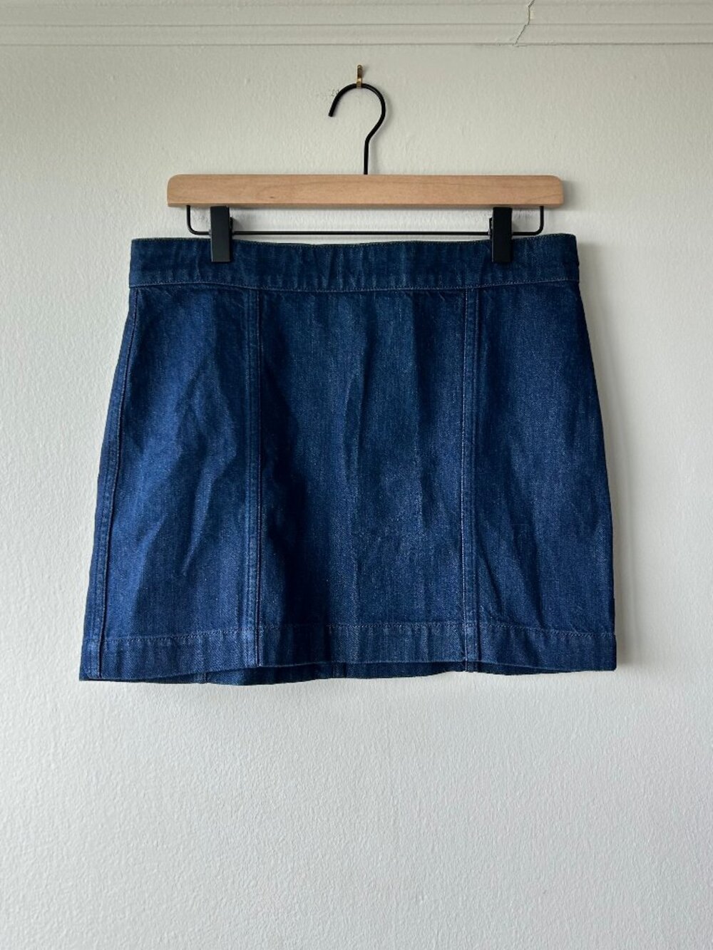 Madewell Denim Mini Skirt NWT Size 27 Dark Wash Lyocell Blend Fair Trade - Picture 2 of 10
